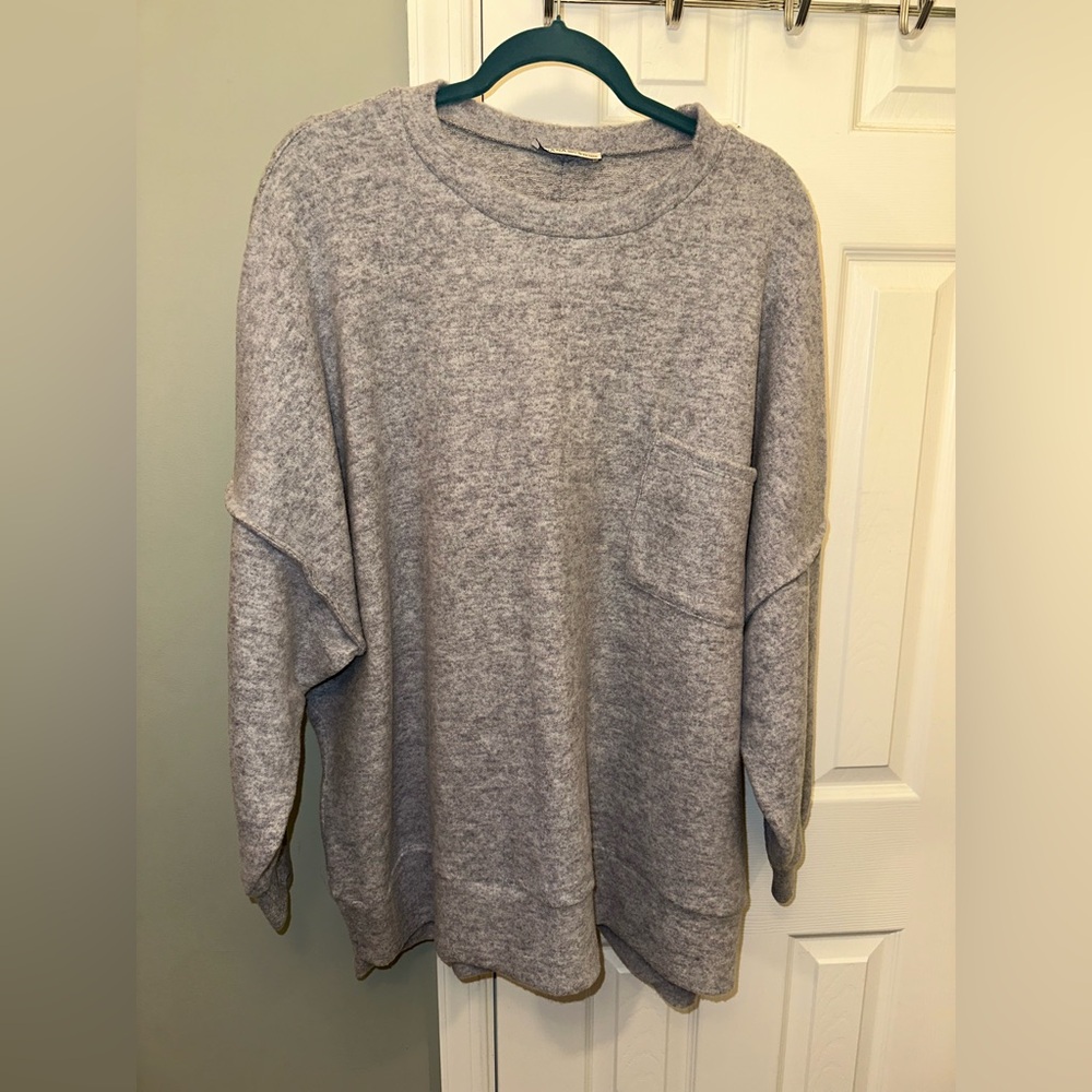 Zenana 2X/3X Women’s Lightweight Crewneck Sweater - Heather Gray
